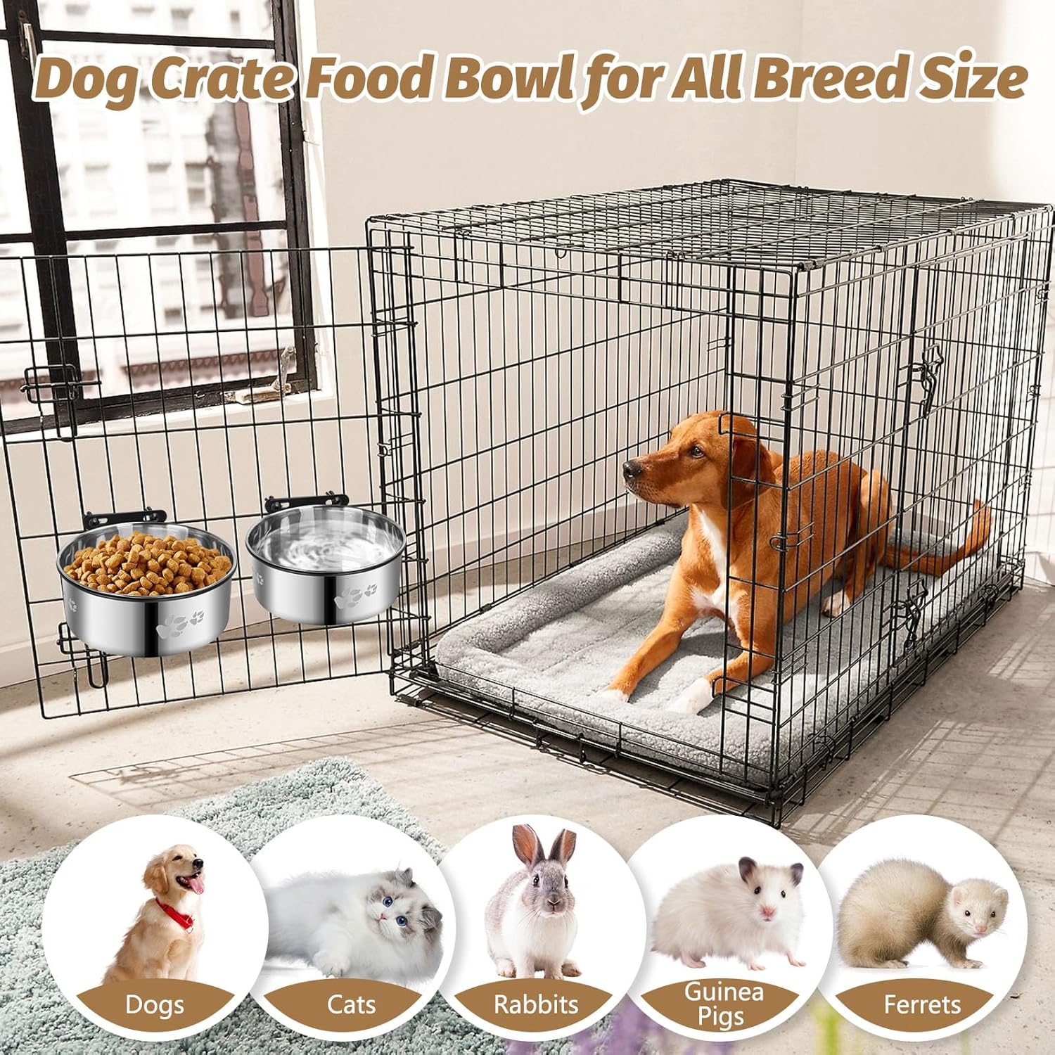SSAWCasa Hanging Dog Crate Bowls No Spill photo 7