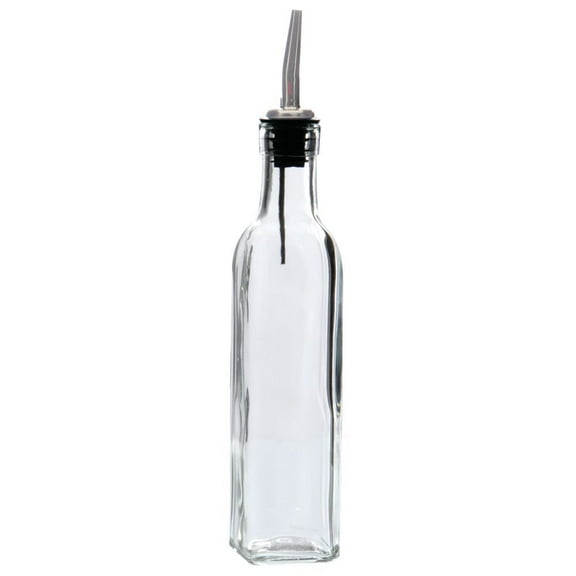 HUBERT® Olive Oil Bottle with Stainless Steel Pourer 8 oz Clear Glass