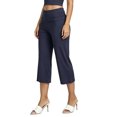 thumbnail image 4 of LMLYSoH Womens Wide Leg Capris Casual Fold Over Waist Stylish Solid Color Mid Rise Cropped Pants, 4 of 5