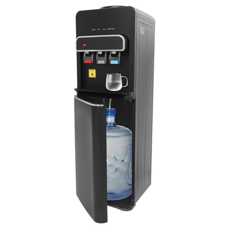 Bottom Loading Water Cooler for 5 Gallon Bottle, 110V Electric Water Dispenser with Hot, Room and Cold Spouts, Child Safety Lock