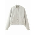 thumbnail image 1 of Females Solid Color Jacket Spring Casual Cropped Jackets Long Sleeve Zip Up Jacket Coat Outwear Beige L, 1 of 5