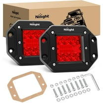 Nilight Flush Mount LED Light Pods 2 PCS 42 W Red Upgraded Spot Flood Combo Bumper Driving Fog Lights Fishing Hunting Emergency Safety Signal Light for UTV Pickup Van Boat Tractor