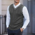 thumbnail image 6 of JIKNTTR Men's Sleeveless V Neck Pullover Sweater Knitted Vest Slim Fit Casual Sweater Vest Knitted Pullover Vest, 6 of 8