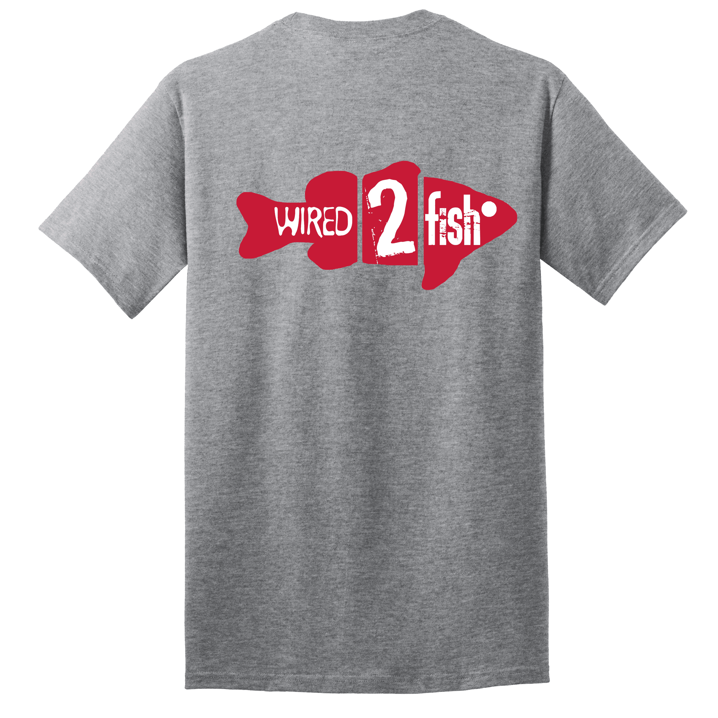 Wired2fish Fish Logo T-Shirt - Athletic Grey, 4XLarge