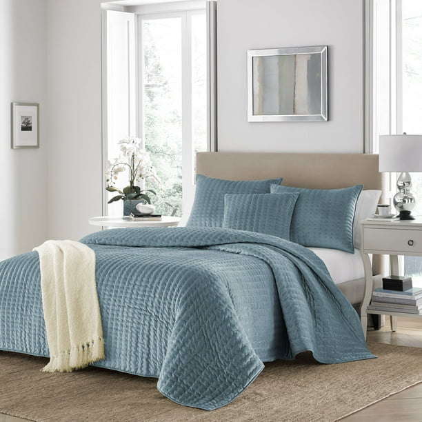 Stone Cottage Solid Blue Quilt Set, Full/Queen