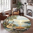thumbnail image 2 of Round Area Rug, Guitar Firepit 1 Non-Slip Floor Mat, Soft Washable Carpet for Living Room Bedroom Decor 24 Inch, 2 of 6