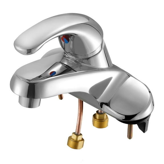 KFFKFF Single Handle Sink Faucet, Chrome-Finished Silver Bathroom Faucet, Kitchen Tap with Overflow for 1 or 3 Hole Installation, Ideal for Bathroom, RV, Bar Sink, or Public Restroom