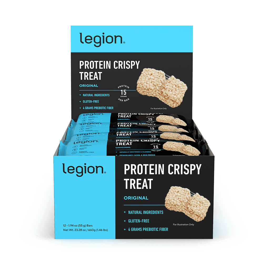 Legion Athletics Protein Crispy Treat Bars, Original, 15g Protein, 12 Count, Naturally Sweetened, Gluten Free, No Added Sugar