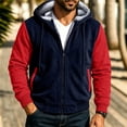 thumbnail image 3 of Jackets for Men Casual Fleece Hooded Zip Up Color Block Regular Fit Outdoor Jacket, 3 of 6