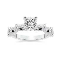 IGI Certified 2 Carat Princess Shape Lab Grown Diamond Engagement Ring | 14K White Gold | Ciara Petite Station Style Diamond Ring | FG-VS1-VS2 Quality Friendly Diamonds