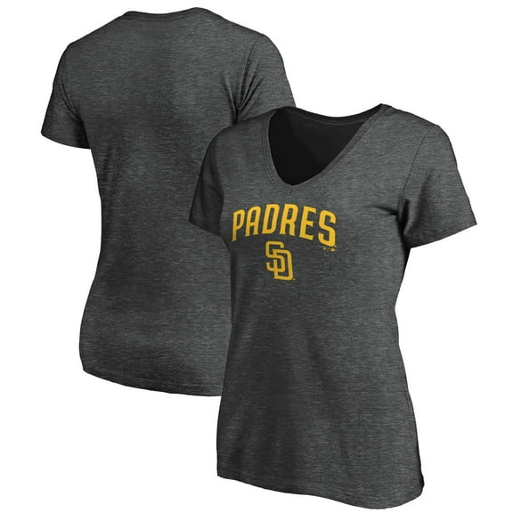 Women's Charcoal San Diego Padres Core Team Lock Up Wordmark V-Neck T-Shirt