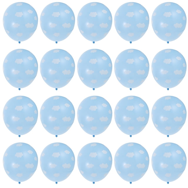 100pcs 12 Inch Latex Balloons Sky Clouds Printed Latex Balloon Party Wedding Decoration (Blue)