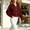 thumbnail image 4 of yillto Womens Full Zip up Hoodies Cropped Loose Sweatshirts Long Sleeve Fashion Cargo Coats with Pockets, 4 of 7