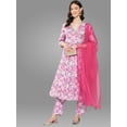 thumbnail image 3 of Janasya Women's Lavender Moss Digital Floral Printed Pant Set with Scarf, 3 of 7