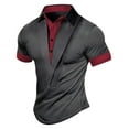 thumbnail image 1 of Camiseta de Solapa de Color Sólido de Moda Casual de Manga Corta, Cuello Redondo Manga Corta Superior para Hombres, Poliéster de Lavado a Mano, 1 of 5