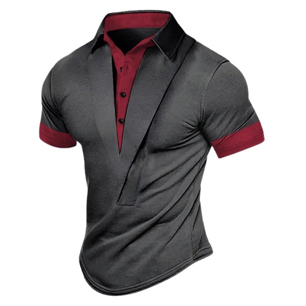 Blusa y camisa de manga corta con cuello vuelto para hombre, camiseta informal de moda de color liso con solapa, camiseta de manga corta con cuello redondo, blusa para hombre