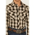 thumbnail image 3 of Roper Boys' Plaid Print Long Sleeve Pearl Snap Western Shirt Black Medium  US, 3 of 4