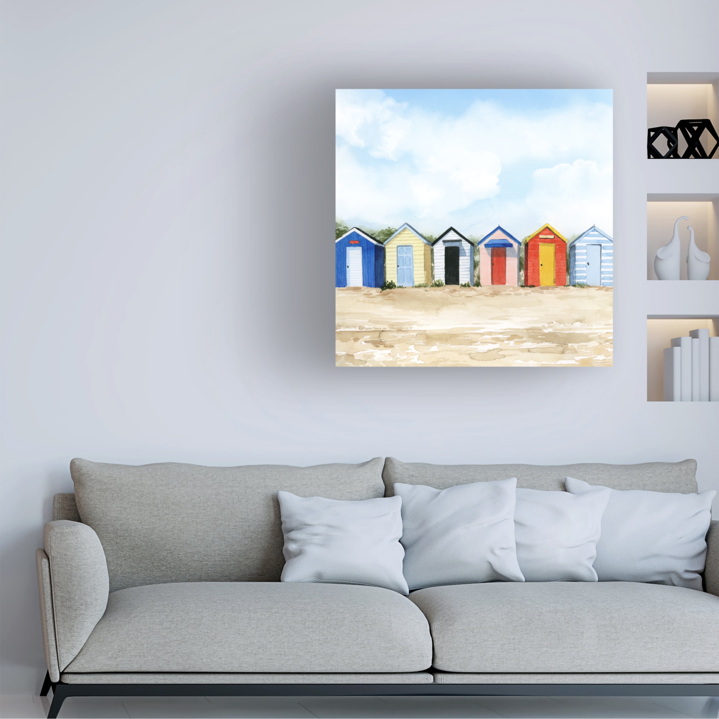 Grace Popp 'Beach Huts I' Canvas Art