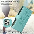 thumbnail image 7 of Dteck for iPhone 16 Pro Wallet Case, Embossed Butterfly PU Leather Phone Case Women Men Flip Cover Wrist Strap Zipper Credit Card Holder Slots,Green, 7 of 7