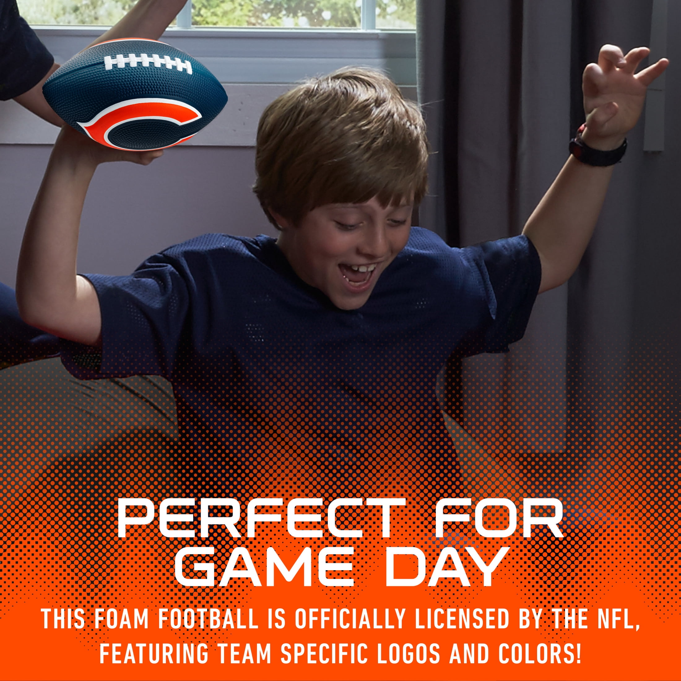 Franklin Sports NFL Chicago Bears Football - Kids Foam Football - Soft Football - Mini Size - Perfect for Gameday - 8.5" 3D logos!