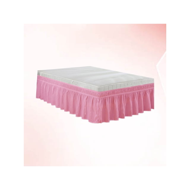 Volant Anti-Poussière Couleur Unie Polyester Chemise de Lit Élastique Volant Anti-Poussière Mode Literie Jupe Plissée Jupe de Lit Bouffante Rose