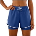 thumbnail image 4 of COMVALUE Women Athletic Shorts 2 in 1 Elastic Waist Pockets Biker Ball Games Running Sports Summer Outfits (Blue, XL), 4 of 9