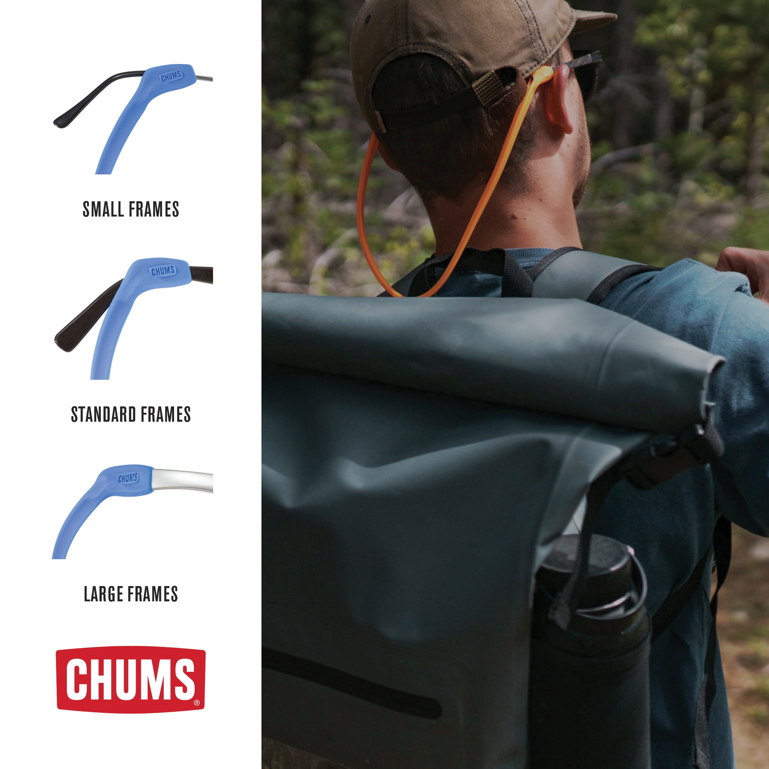 (2 pack) Chums Switchback Eyewear Retainer - Lightweight Silicone Eyeglass Strap