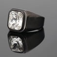 thumbnail image 2 of PAMTIER Men's Stainless Steel Black Plated Ring with Square White Gem Stone Size 13, 2 of 6