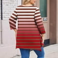 thumbnail image 4 of zbxnLI Womens Plus Size Tops 3/4 Sleeve Tunic Tops Striped Graphic Tee High Low Hem Dressy Blouses, 4 of 5