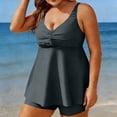 thumbnail image 6 of Sokhug Womens Plus Size Solid Color Tankini Set Waist Control Design Two Piece Swimsuit With Built in Bra, 6 of 6