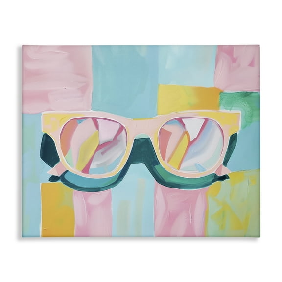 Stupell Industries Blocked Pastels & Sunglasses Fashion Painting Wrapped Canvas Canvas Art Print Wall Art, 20 x 16