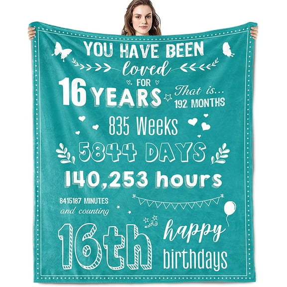 Sweet 16 Birthday Gifts for Girls, Sweet 16 Gifts for Girls Blanket 60x50 Inch, 16th Birthday Gifts for Girls, 16 Year Old Girl Gifts, Sweet Sixteen Gifts for Girls, Sweet 16 Birthday Decorations