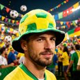 thumbnail image 2 of Adults Hat Soft Plush Comfortable Universal Fit Football Cap Yellow Green Football Shape Party Carnival Cheering Tool Fan Accessory, 2 of 8