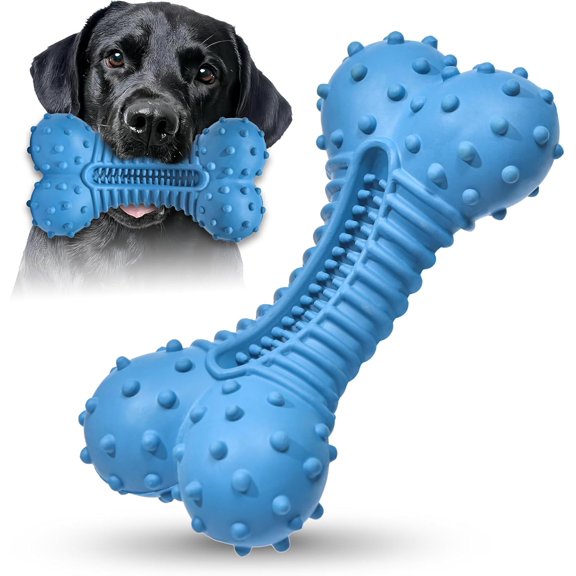 Dog Toys for Aggressive Chewers, Chew Toys for Medium Large Dogs, Durable Natural Rubber Toys with Bacon Flavor, Indestructible Dog Toy,Blue