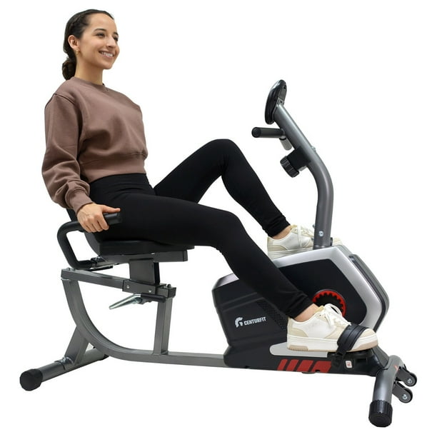 Bicicleta Magnética de Ejercicio Centurfit Reclinada Resistencia 8 Niveles Monitor Fit Cardio