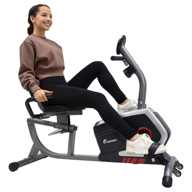 Bicicleta Magnética de Ejercicio Centurfit Reclinada Resistencia 8 Niveles Monitor Fit Cardio