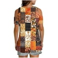 thumbnail image 6 of Cold Shoulder Tops for Women Summer Tunic Short Sleeve Cute V Neck Floral Blouses Classic Flowy Casual Shirts (S, Brown 1), 6 of 7