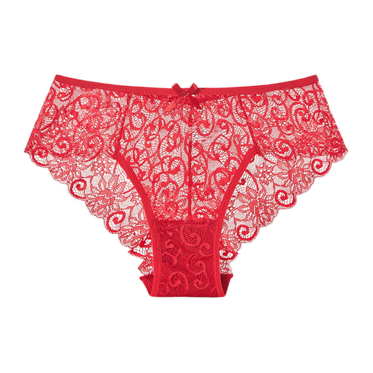 Aayomet Women Panties Seamless Thong Bow Drilling Ladies Color Lace Solid  Panties Women's Panties,Red S