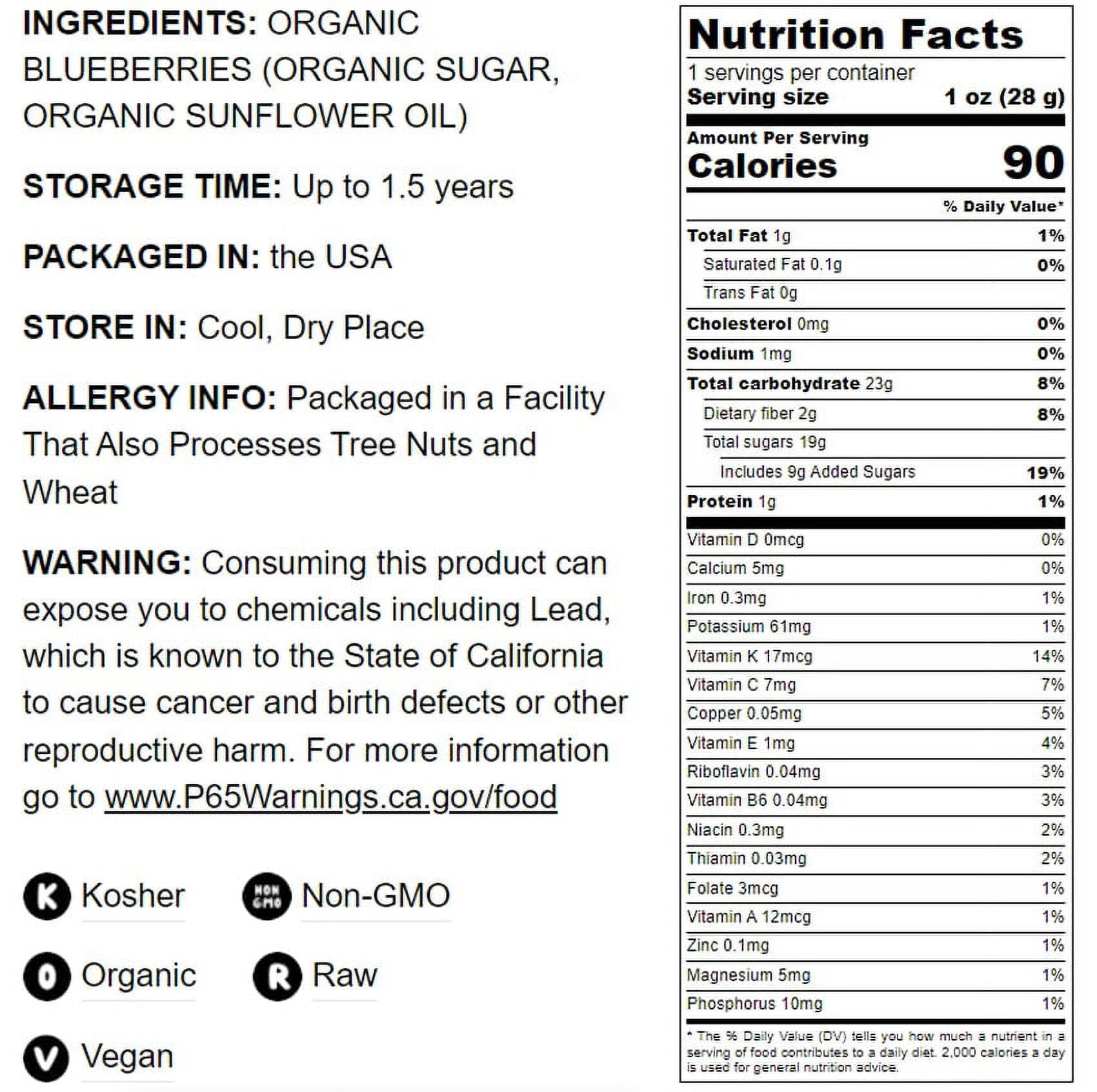 Organic Dried Blueberries, 4 Pounds — Non-GMO, Kosher, Raw, Vegan — by Food to Live