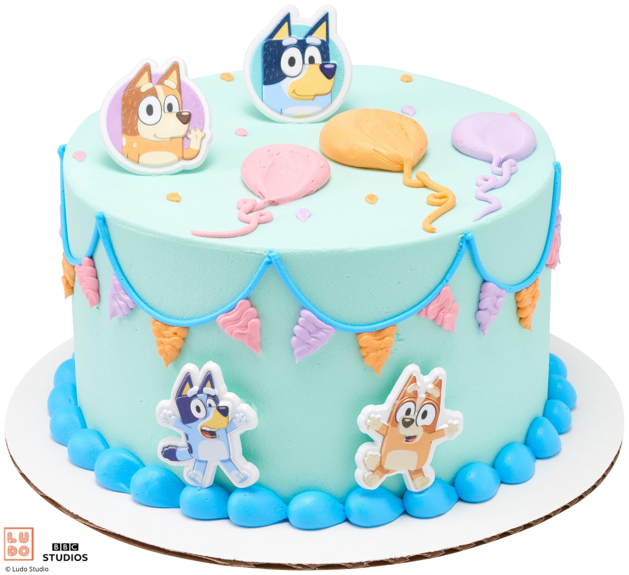 DecoPac Bluey So Much Fun Rings, 24 Cupcake Decorations Featuring Bluey, Bingo, Bandit, and Chilli, 3D Food Safe Cake Toppers  24 Pack