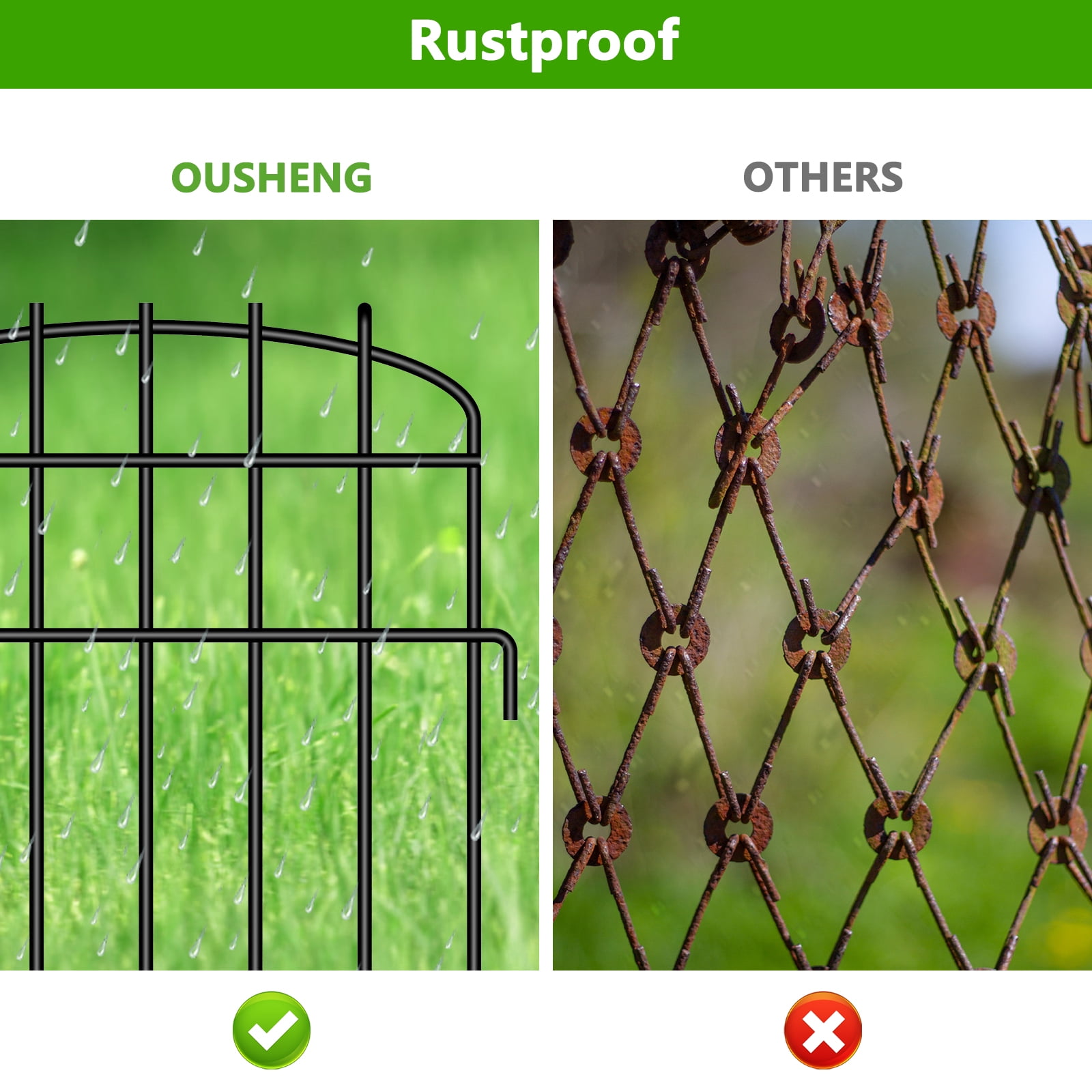 Oumilen Curved No-Dig Decorative Garden Fence Animal Barrier, Outdoor 16.6 "H X 25.8 ft