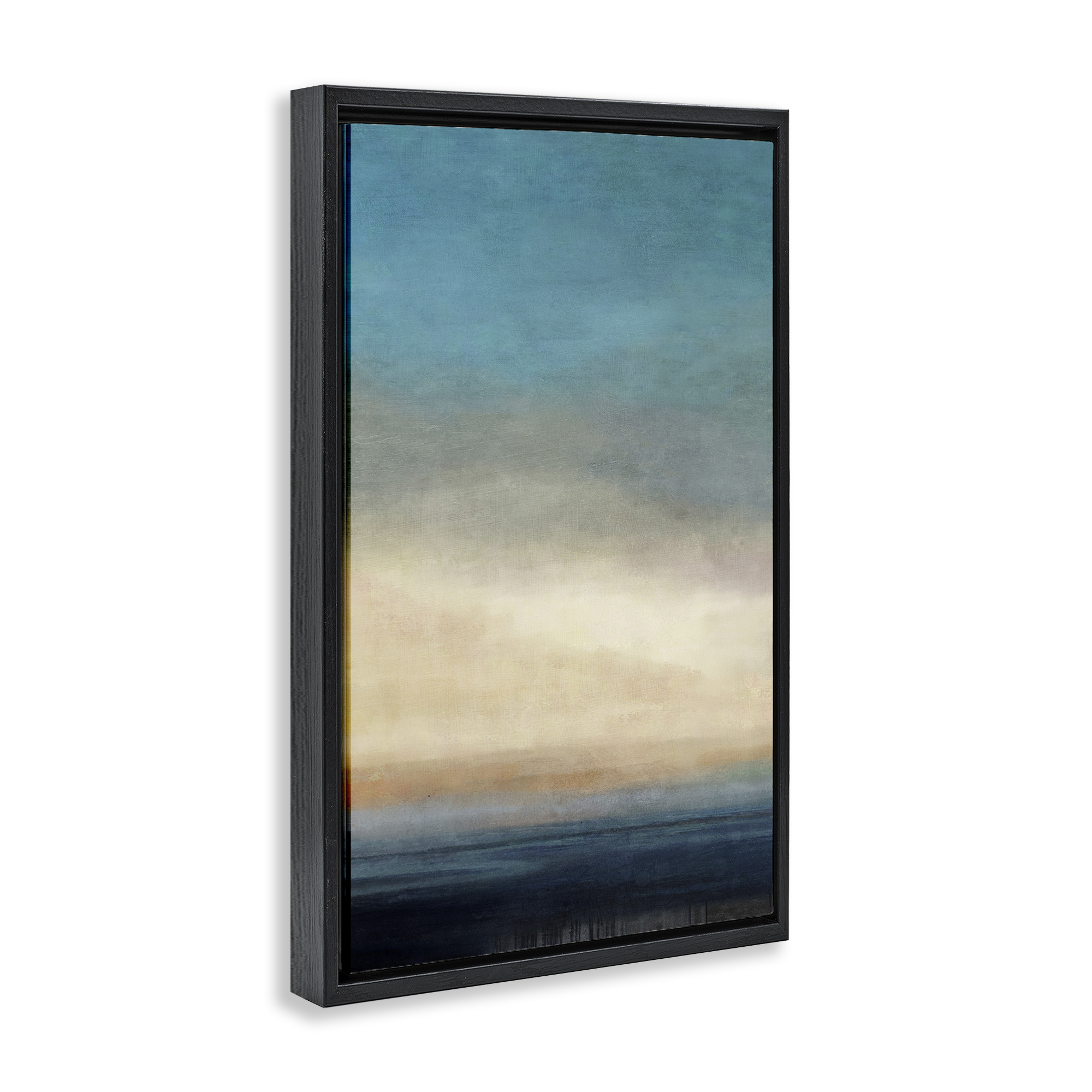 Stupell Industries Deep Blue Ocean Abstract Coastal Painting Black Floater Framed Canvas Art Print Wall Art, 17 x 25
