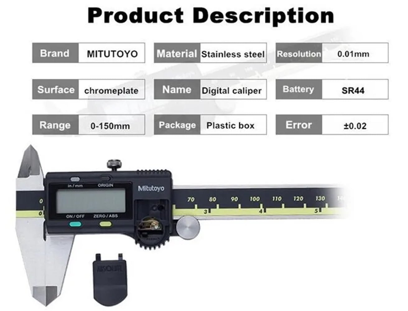 Mitutoyo 500-197-30 Style Digital Caliper Advanced Onsite Sensor AOS Electronic Micrometer Ruler 500 Series, 0" to 8"/0 to 200mm Measuring Range, 0.0005"/0.01mm Resolution, AOS
