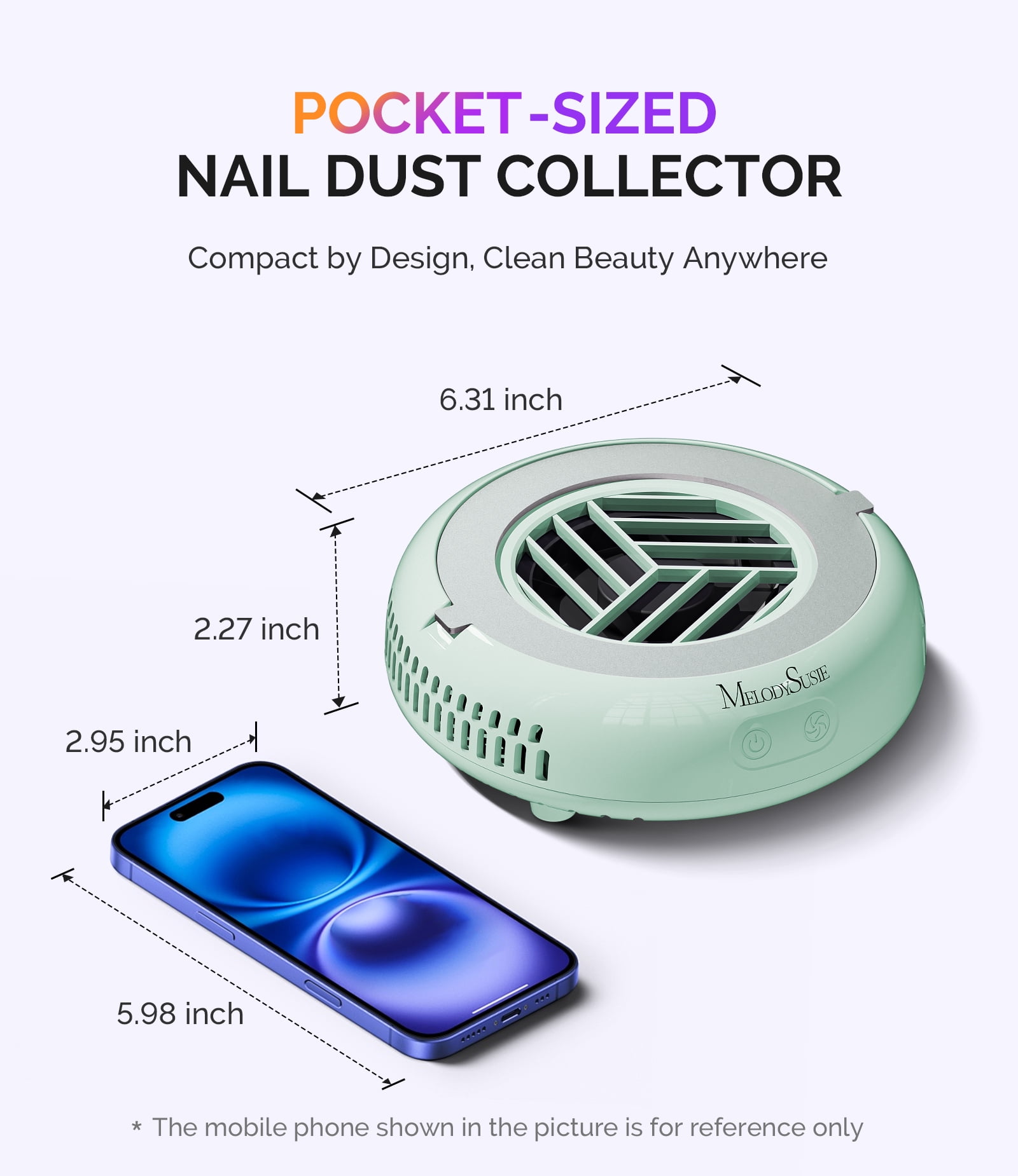 MelodySusie Mini Nail Dust Collector,HProA 6000RPM Portable Suction Vacuum Fan with 30 Pcs Filter Papers,Pink