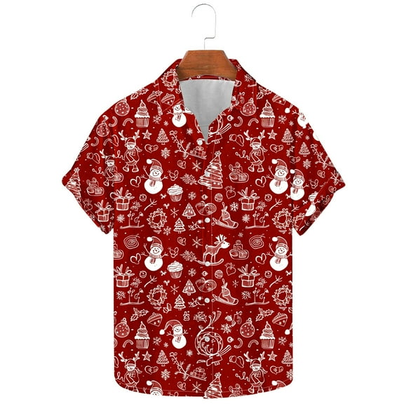 Elvqul Mens Christmas Shirts Funny Blue Long Sleeve Crew Neck Shirts for Men Vacation