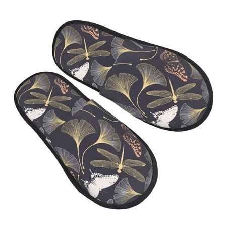 

House Slippers for Women Men - Dragonfly Leaf Butterfly Soft House Shoes Fuzzy Slippers Lightweight Slip-On Cozy House Slippers for Woman Indoor Outdoor