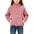 thumbnail image 4 of UQJfacai Girls Fleece Jacket Kids Casual Soft Sherpa Lined Zip Up Stand Collar Warm Winter Coat Outerwear with Pockets 2-12 Years, 4 of 7