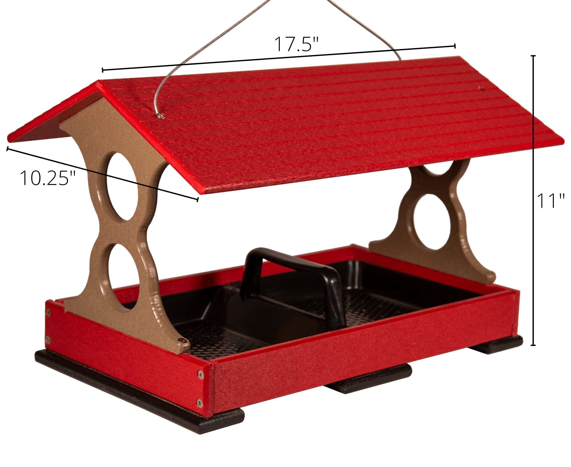 JCs Wildlife Large Fly Thru Bird Feeder (Cardinal Red and Tan, Feeder Only)