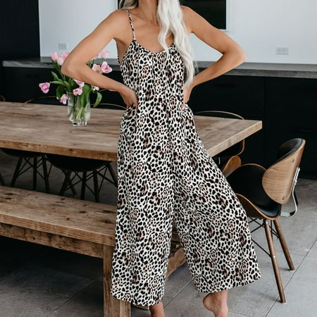 

TIANEK Fashion Casual Printing Loose Large Suspender Jumpsuit Scrub Pants Clearance