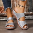thumbnail image 2 of Sandals Women Open Toe Glitter Slip on Orthopedic Shoes Summer Casual Slides Nonslip Thick Sole Wedges Beach Shoes Silver Size 6.5, 2 of 7